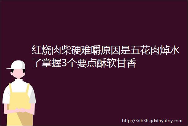 红烧肉柴硬难嚼原因是五花肉焯水了掌握3个要点酥软甘香